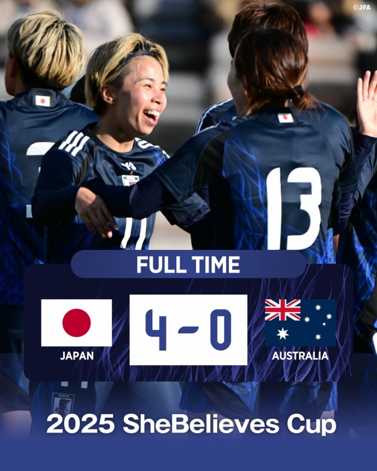  熱身賽日本女足4-0澳大利亞女足，田中美南2射1傳&長谷川唯任隊長