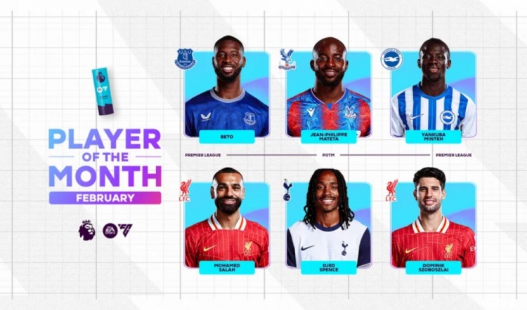  英超2月最佳候選：貝托、馬特塔、明特、薩拉赫、斯賓塞、索博
