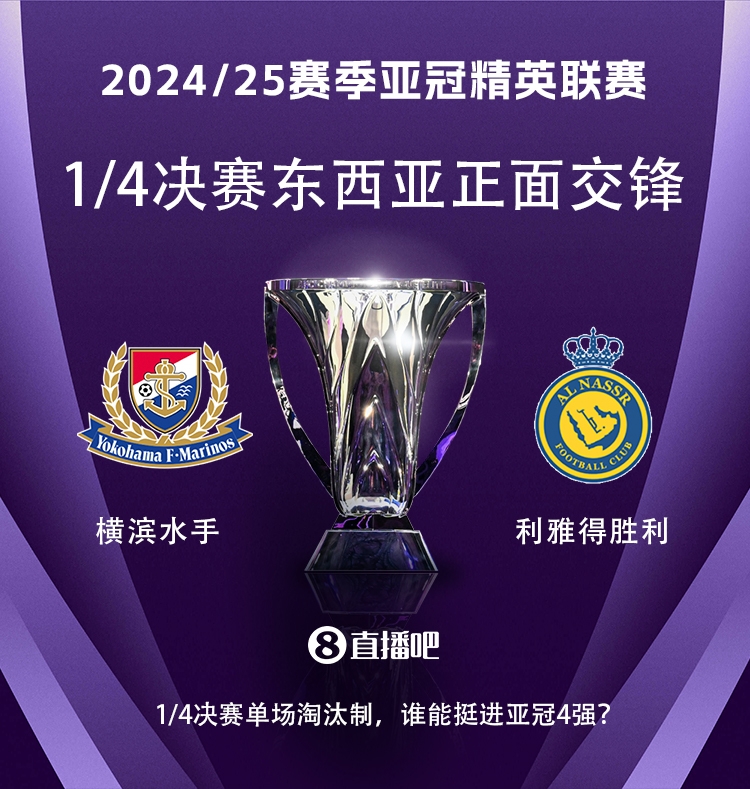  亞冠1/4決賽對(duì)陣：利雅得勝利vs橫濱水手，C羅vs安德森-洛佩斯！