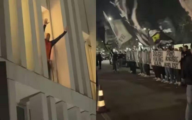  都體：尤文球迷來到酒店外支持新主帥，圖多爾向球迷們揮手致意